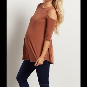 PinkBlush Rust Cold shoulder Top